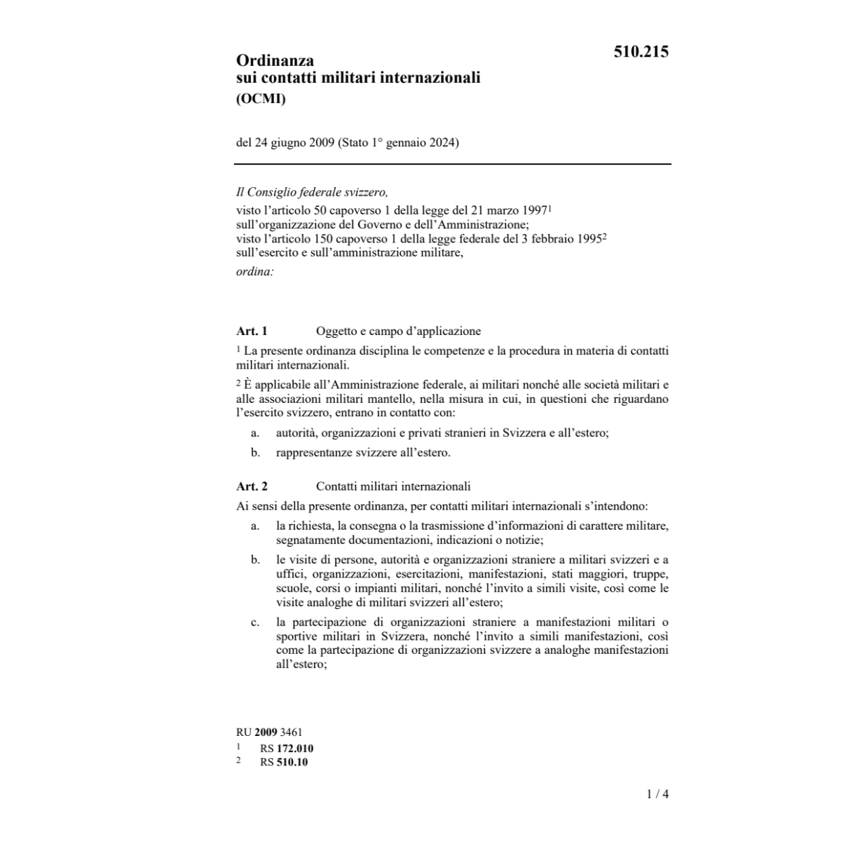 O contatti militari internazionali OCMI
