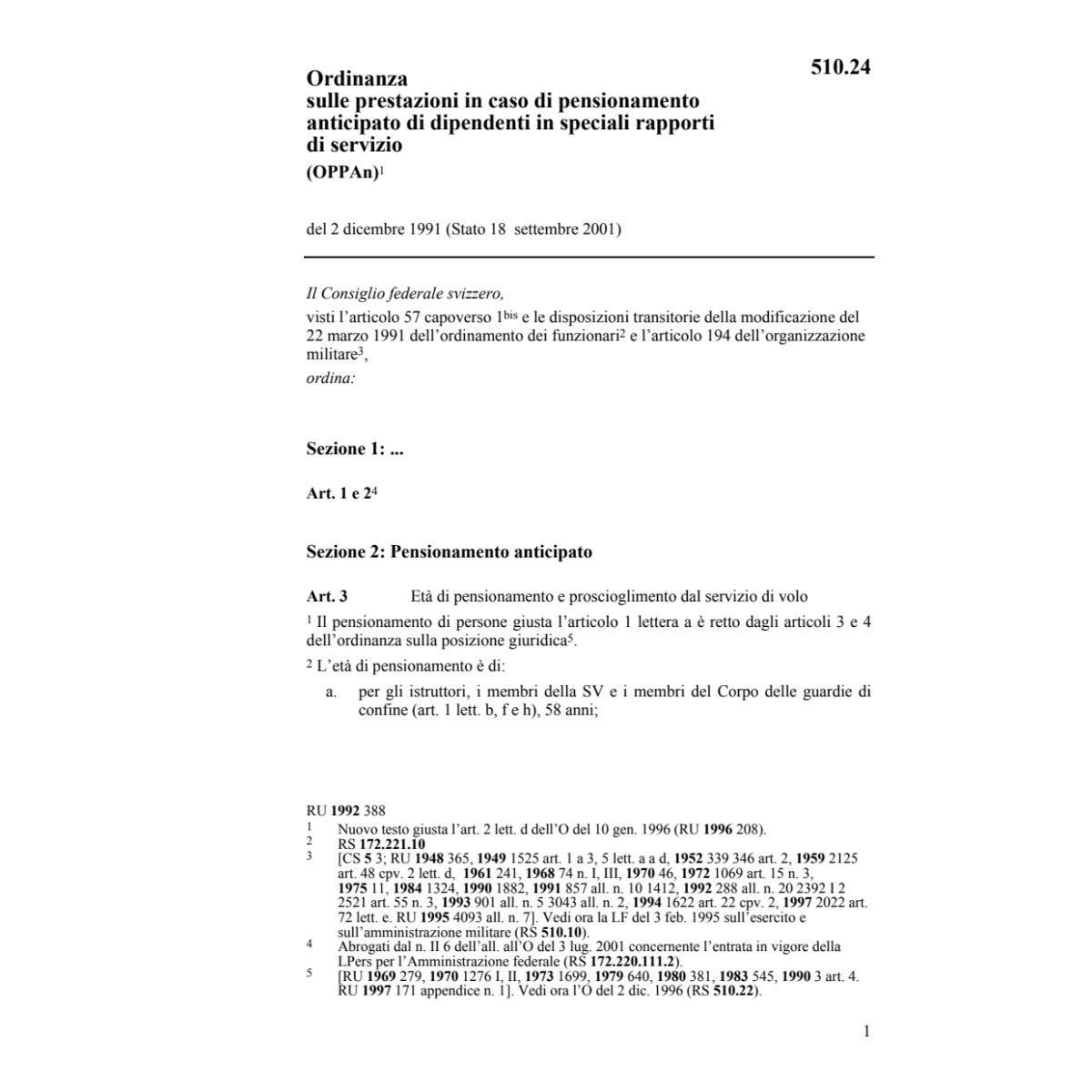 O pensionamento anticipato, OPPAn