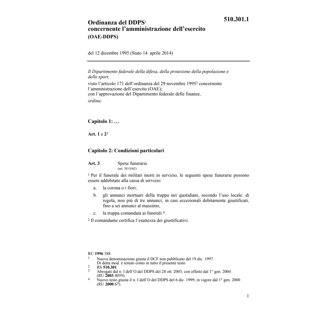 O DDPS amministrazione esercito OAE-DDPS