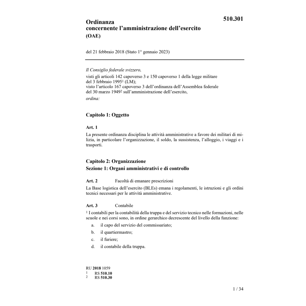 O amministrazione dell' esercito, OAE