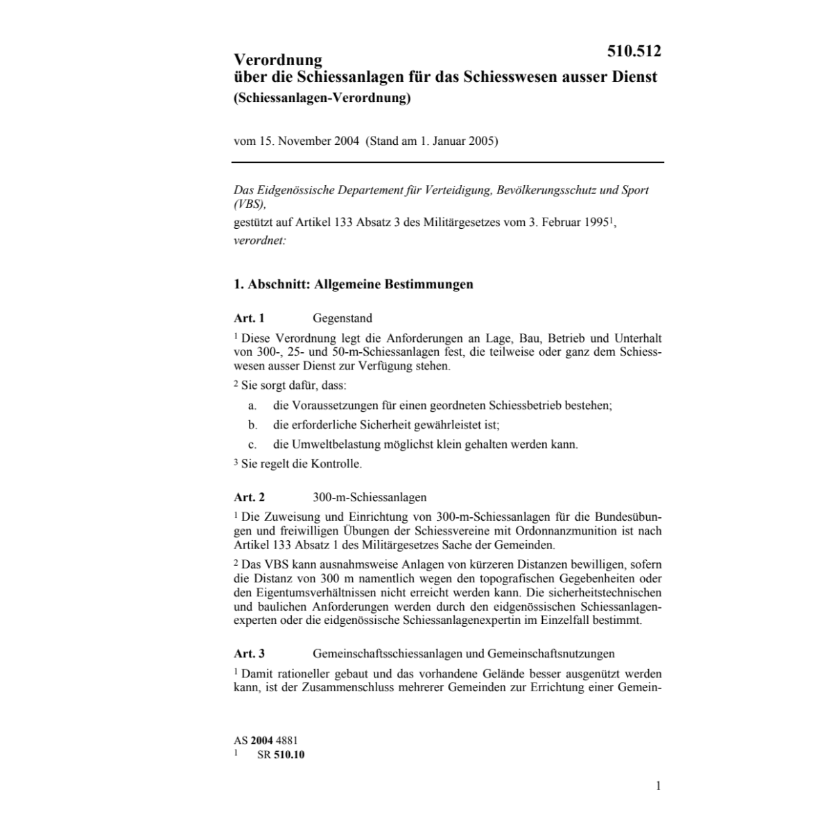 Schiessanlagen-Verordnung, SchAV