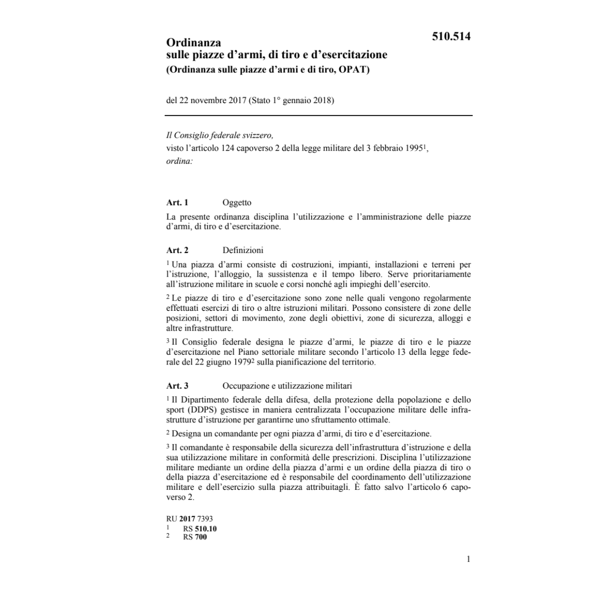 O, piazze d'armi e di tiro,OPAT