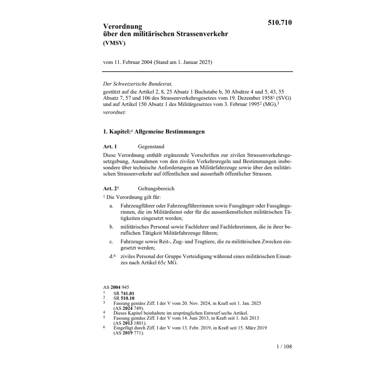 V, militärischer Strassenverkehr, VMSV