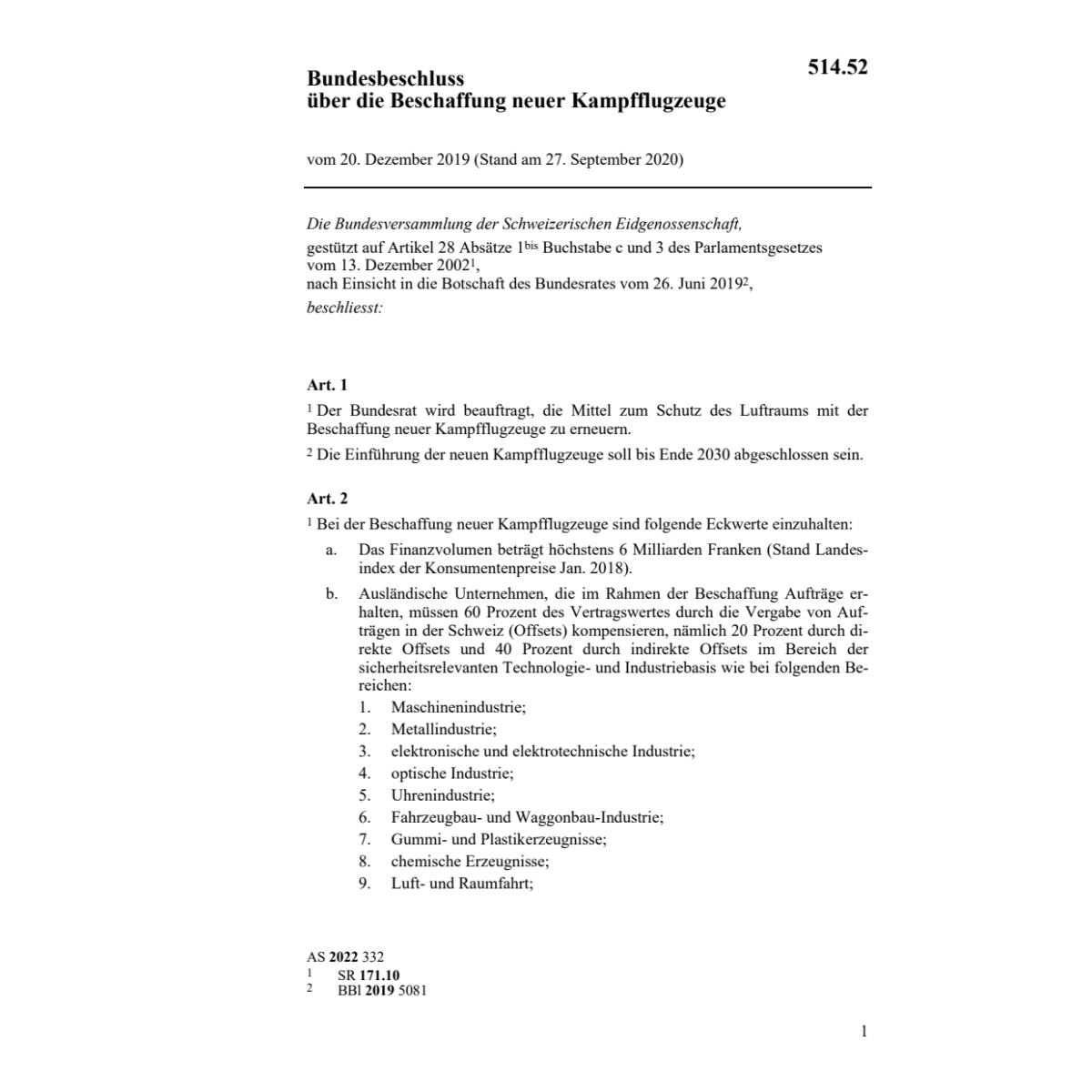 BB 20.12.19 Beschaffung Kampfflugzeuge