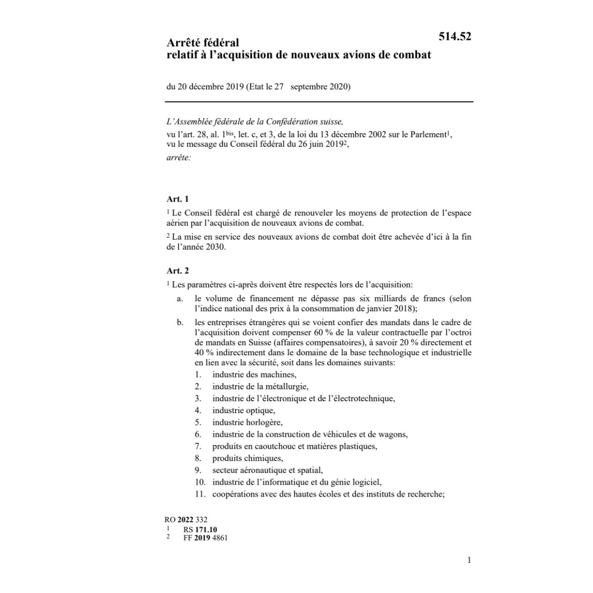 Af 20.12.19 acquisition nouveaux avions