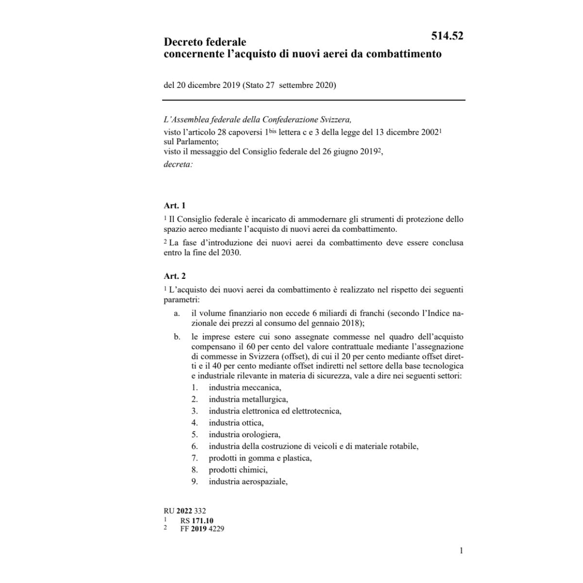 Df 20.12.19 acquisto nuovi aerei combatt