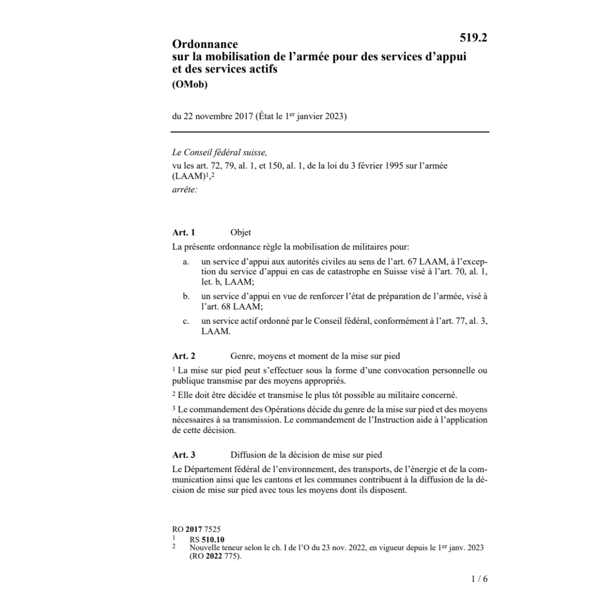 O dispense et congé service actif, ODCA