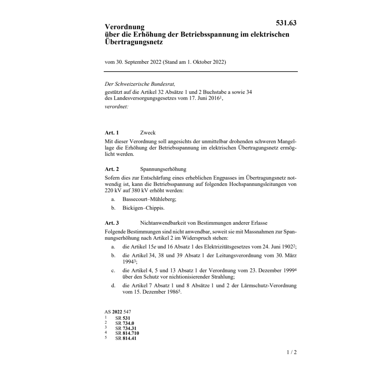 V Betriebsspannung Übertragungsnetz