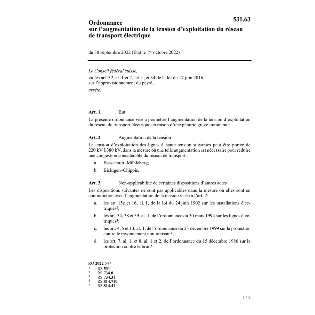 O tension exploitat. transp. électrique