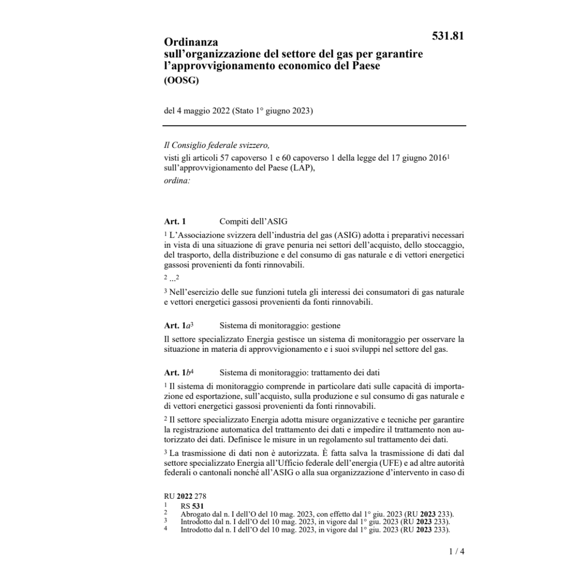 O approvvigionamento eco. Paese (OOSG)