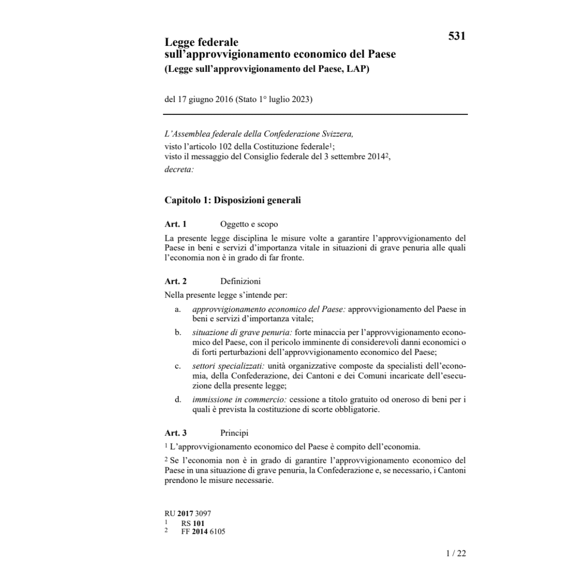 LF, approvvigionamento del Paese, LAP