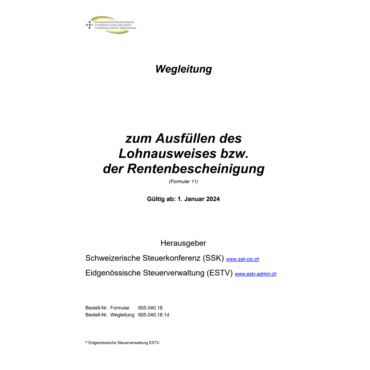 Wegleitung zum Ausfüllen Lohnausweis