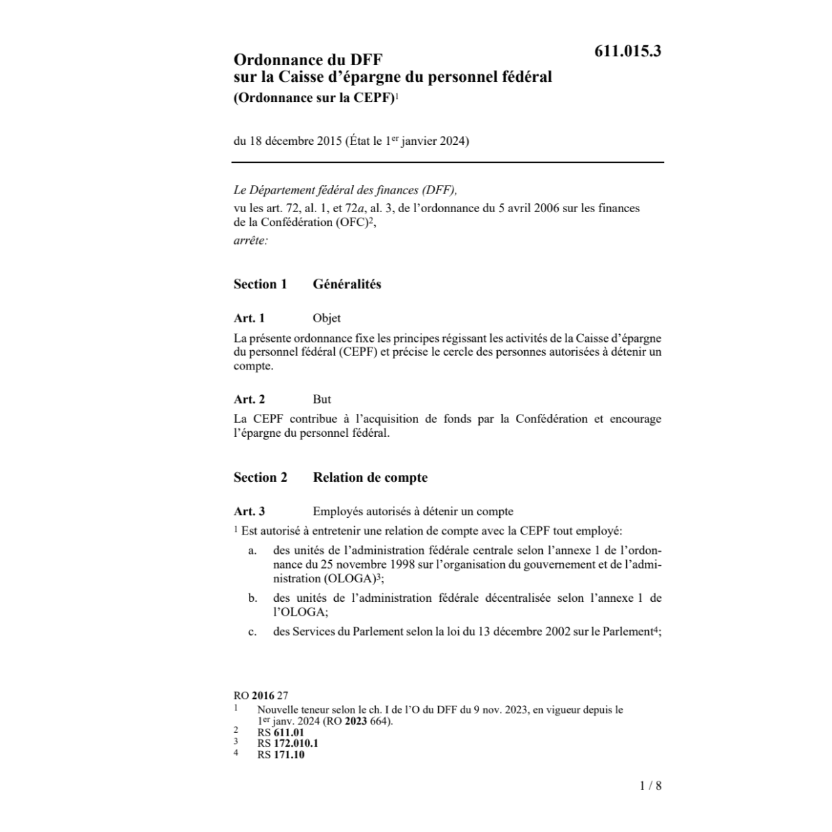 O DFF 18.12.15 Caisse d'épar. pers.féd.