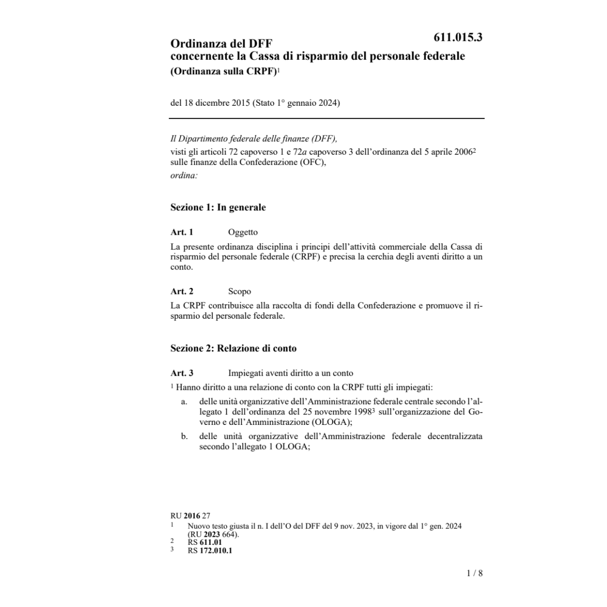 O DFF 18.12.15 Cassa risparmio pers. fed