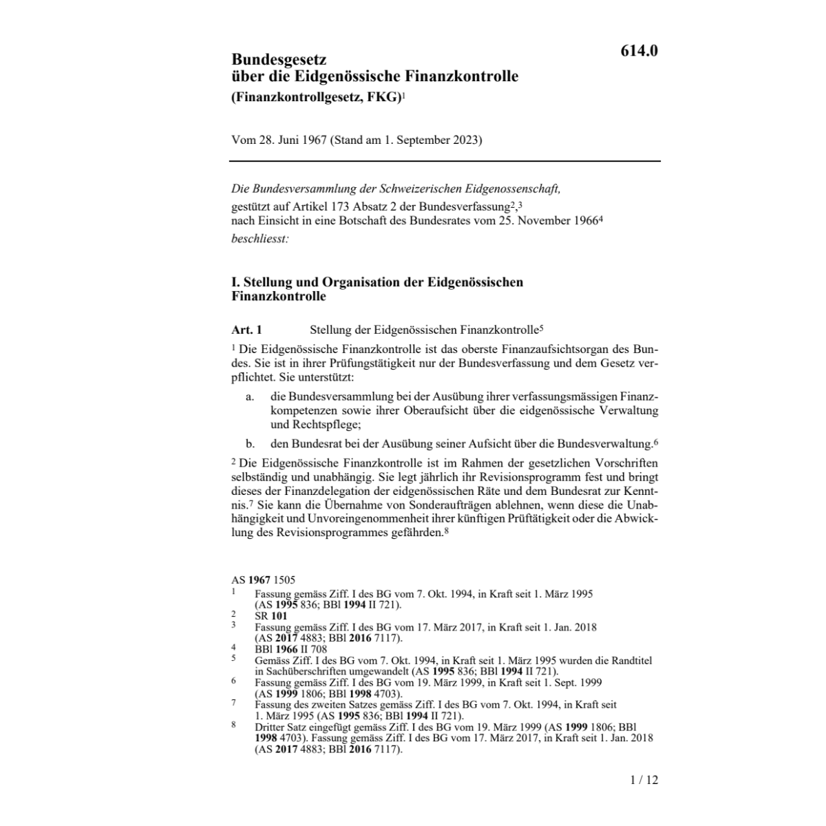 BG Eidgenössische Finanzkontrolle, FKG