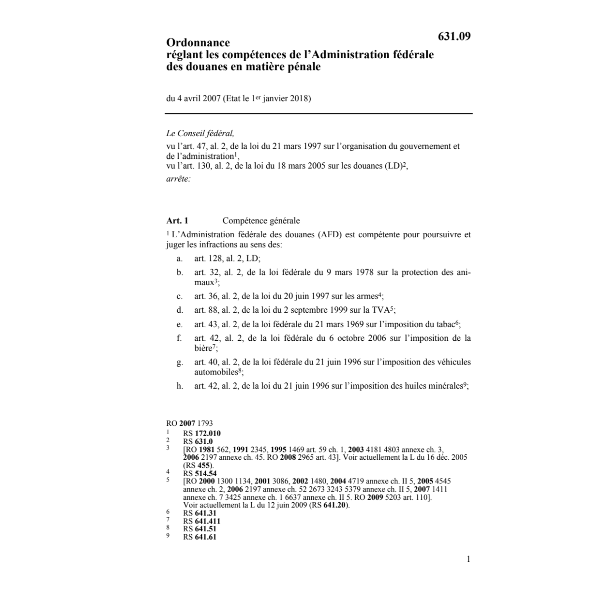 O compétences douanes mat. pénale