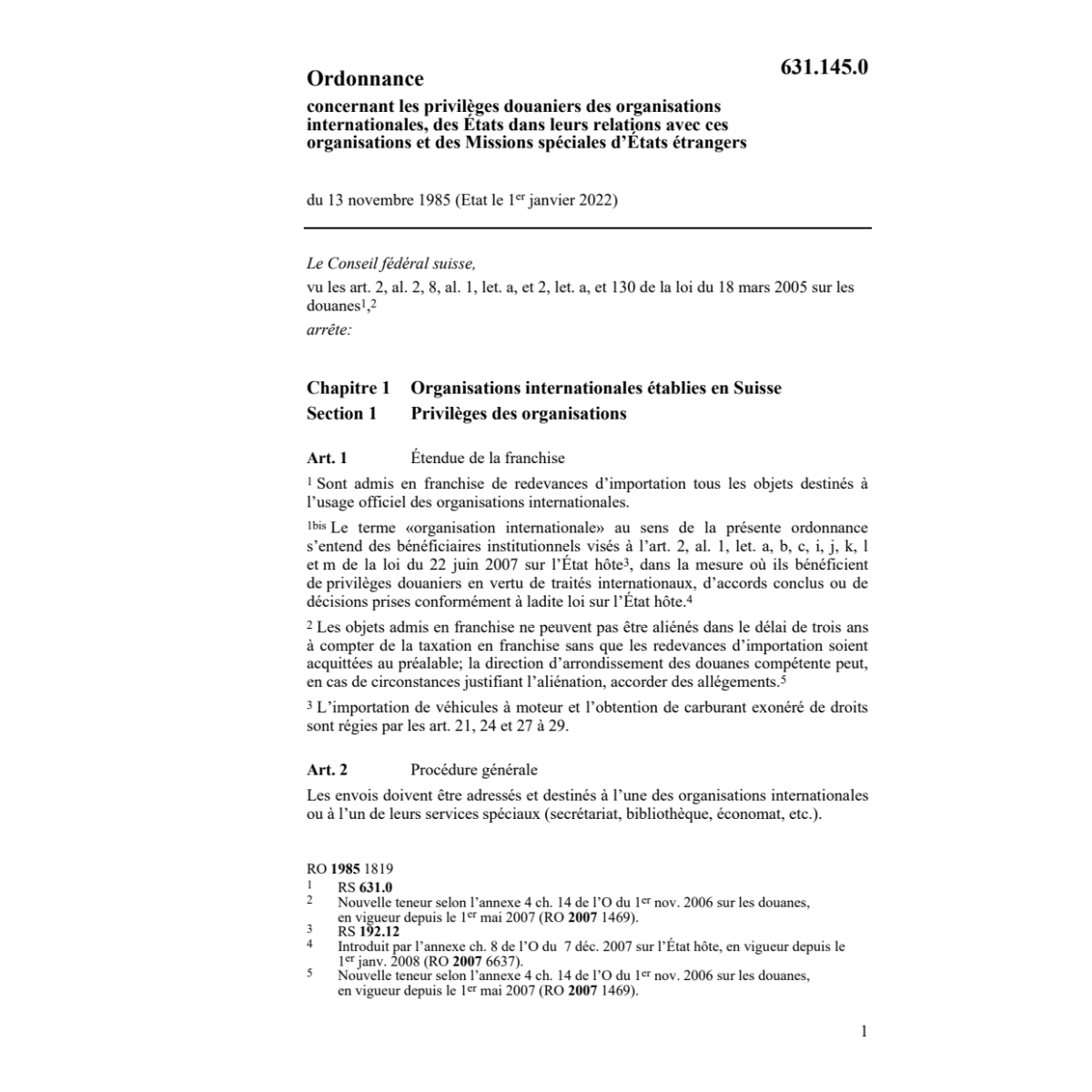 O privileges douaniers organis. intern.