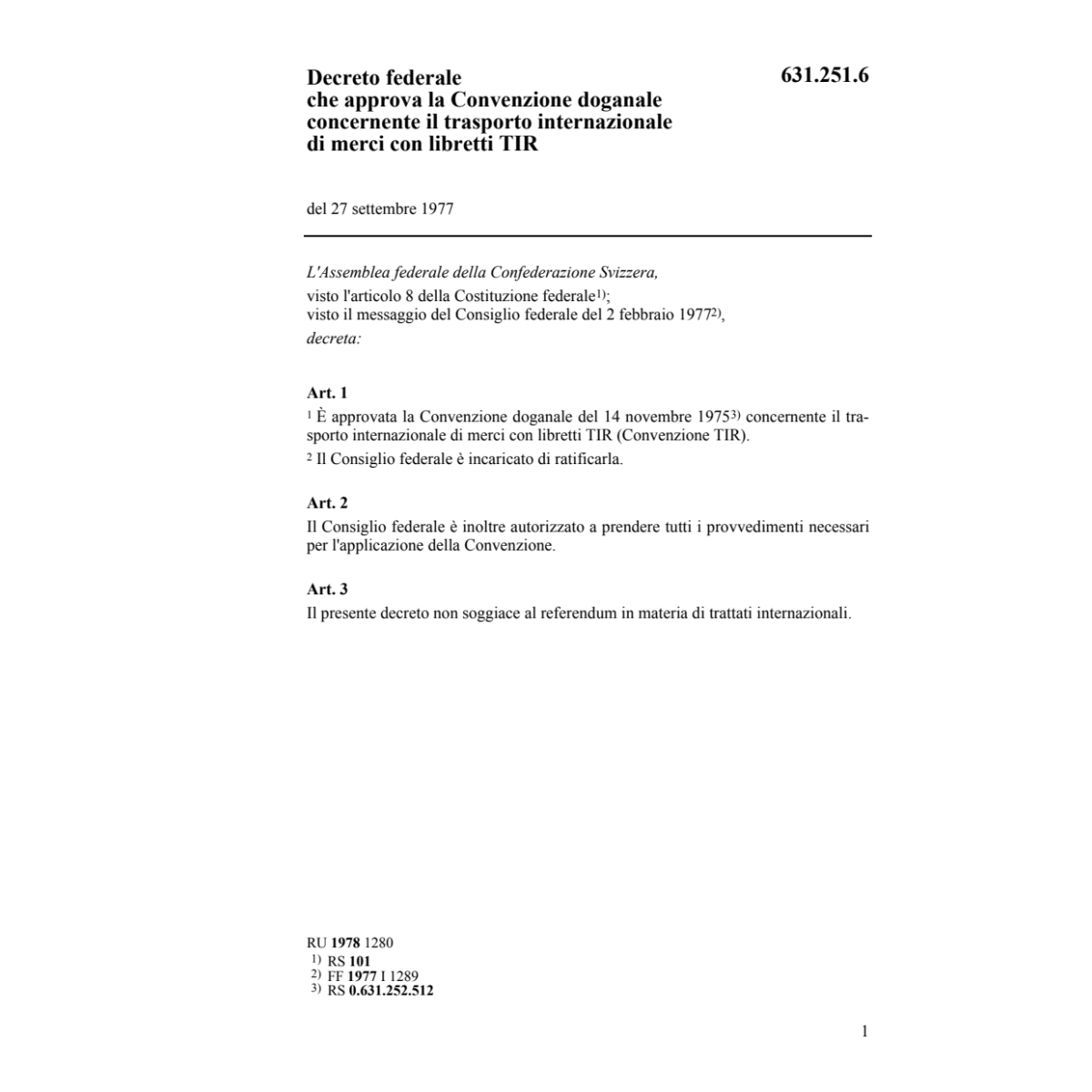 DF Convenzione doganale transporto