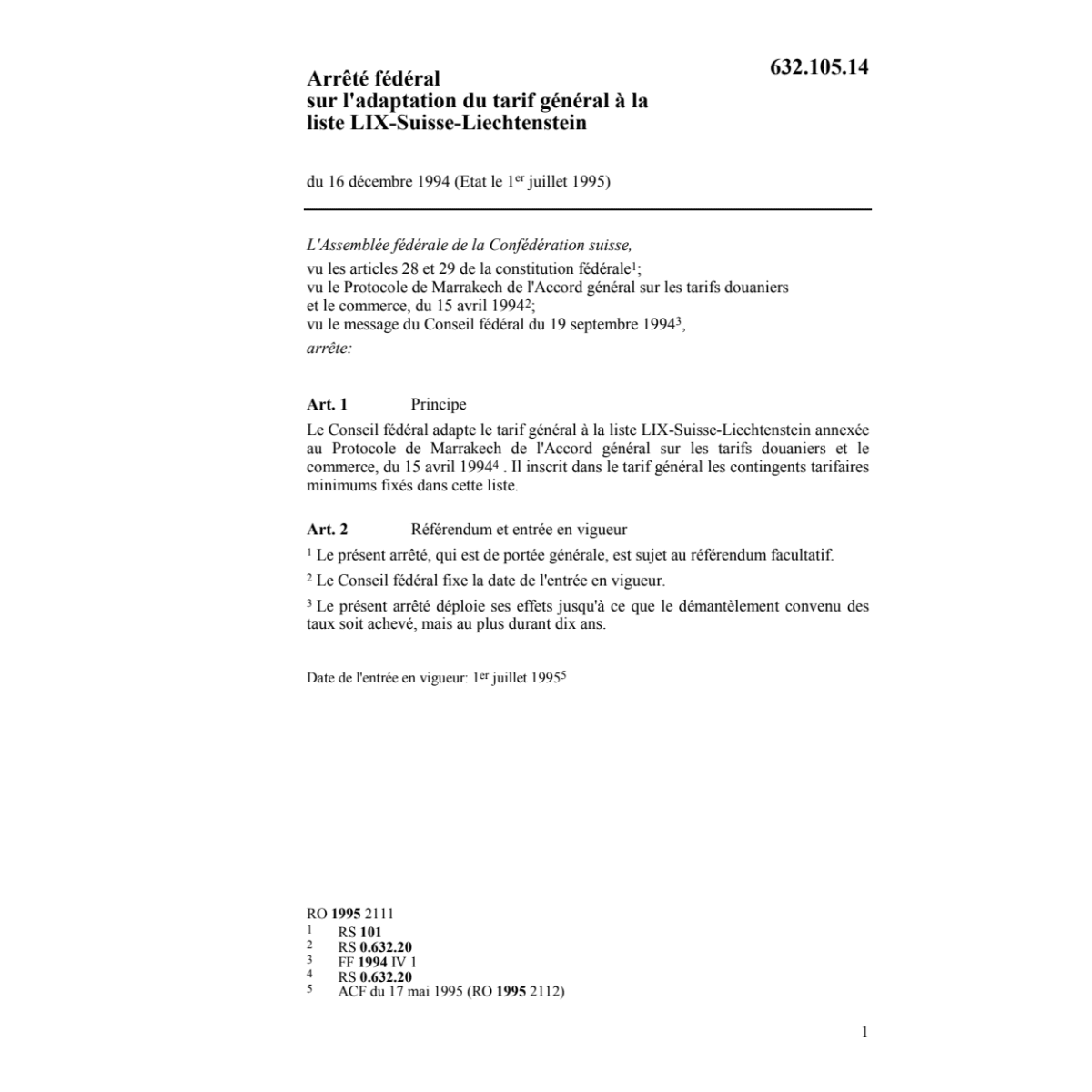 AF adaptation tarif général liste LIX