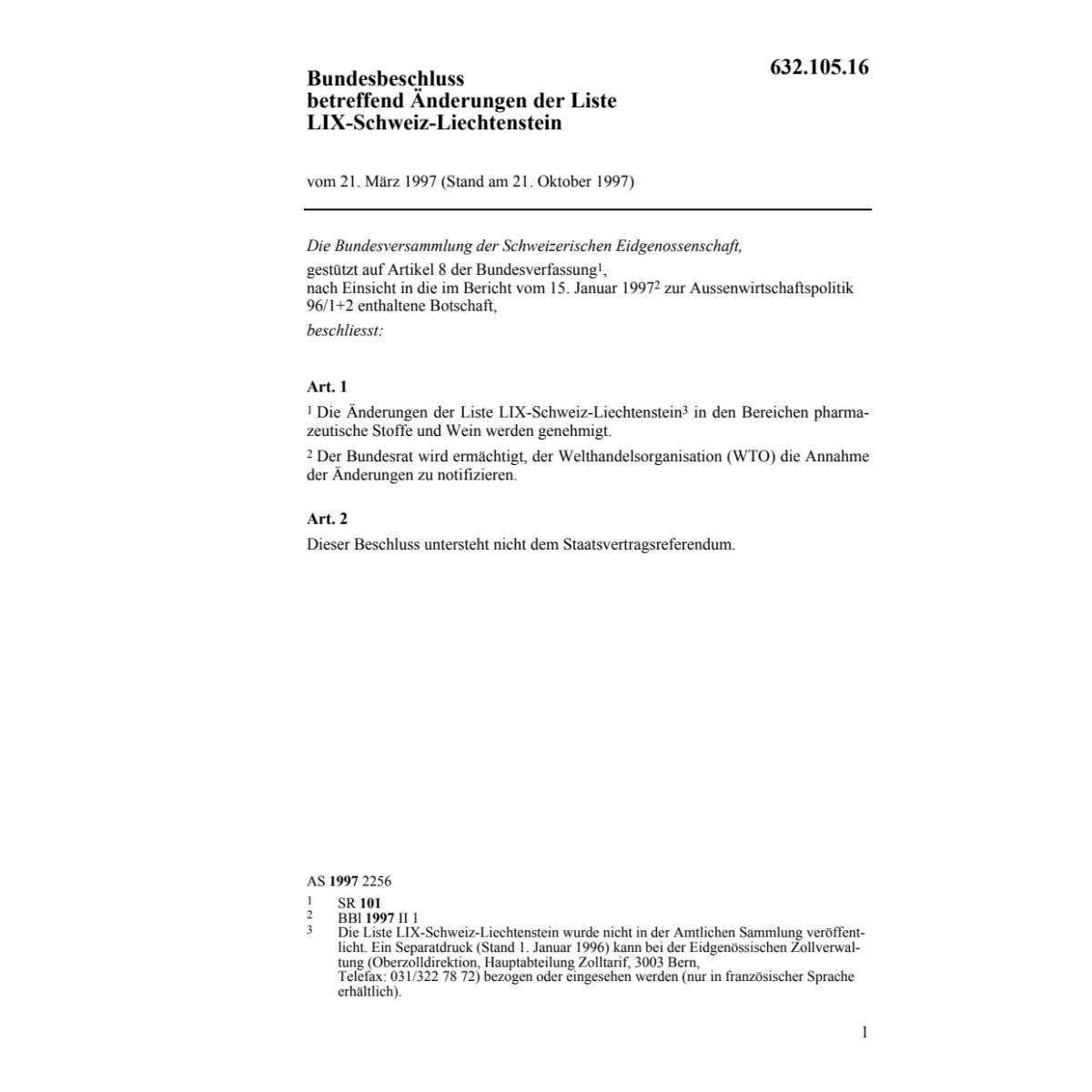 BB Aenderung LIX-Schweiz-Liechtenstein