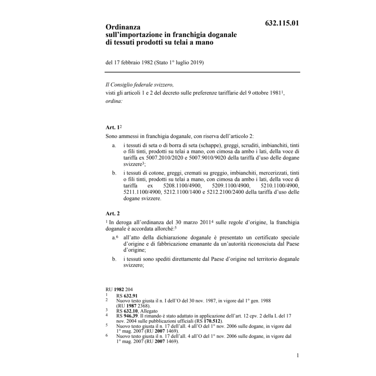 O importazione doganale/tessuti prodotti