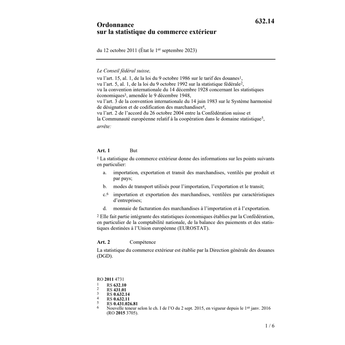 O statistique du commerce extérieur
