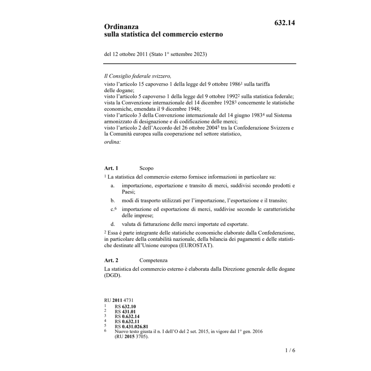 O statistica del commercio esterno