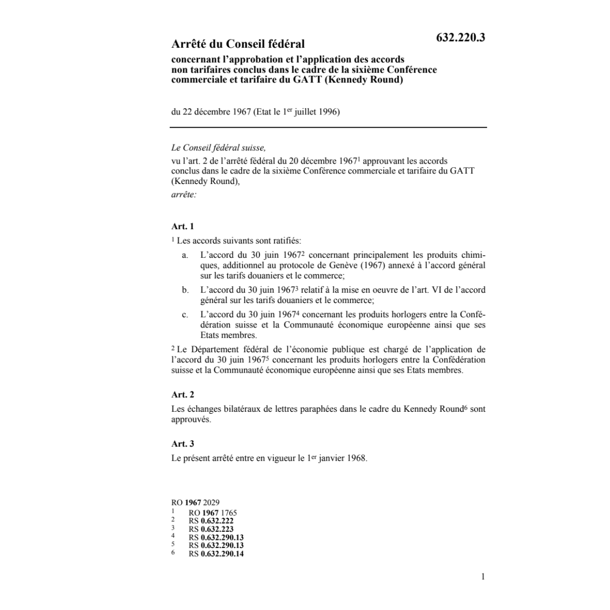 A application accords conférence GATT