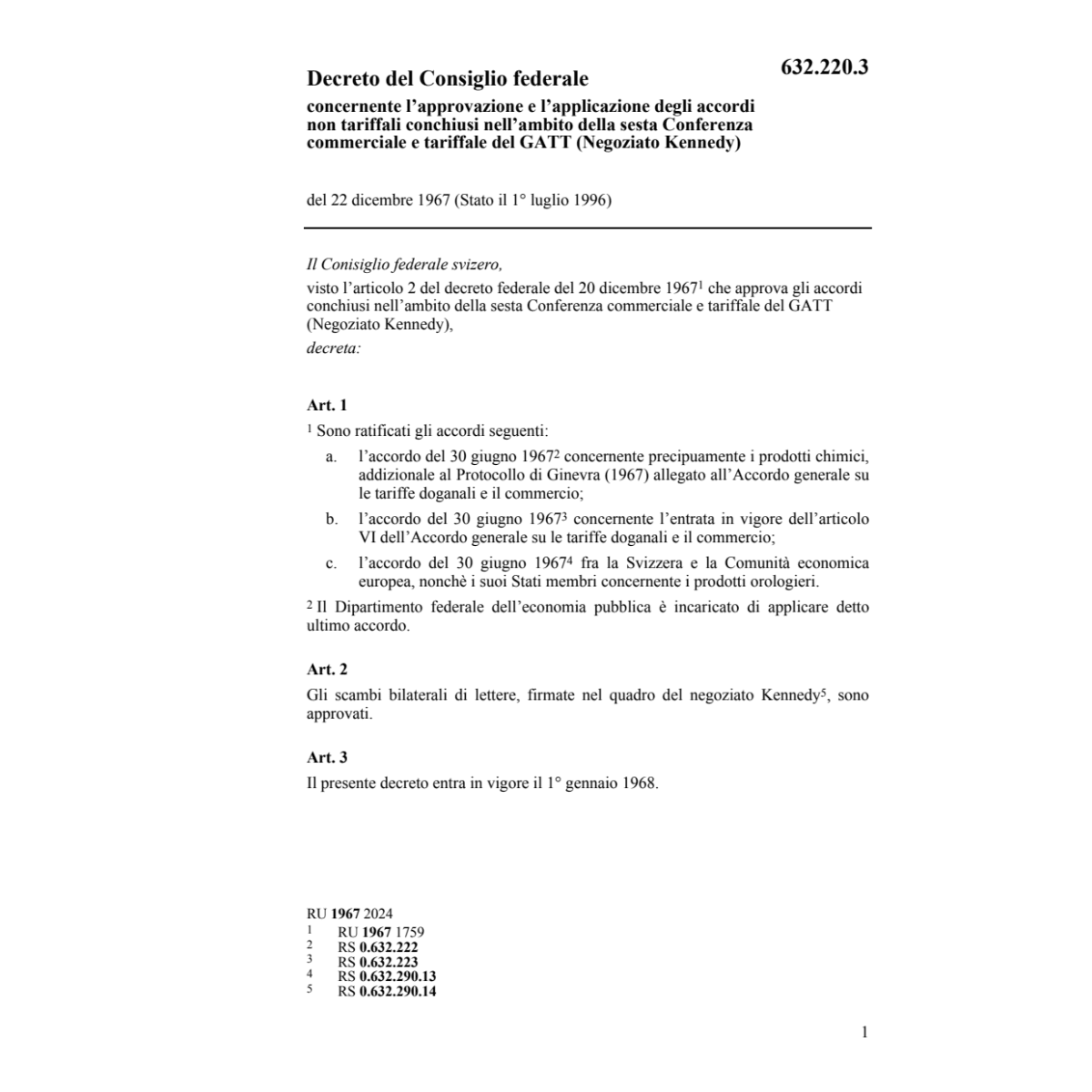 DCF applicazione accordi conferenza GATT