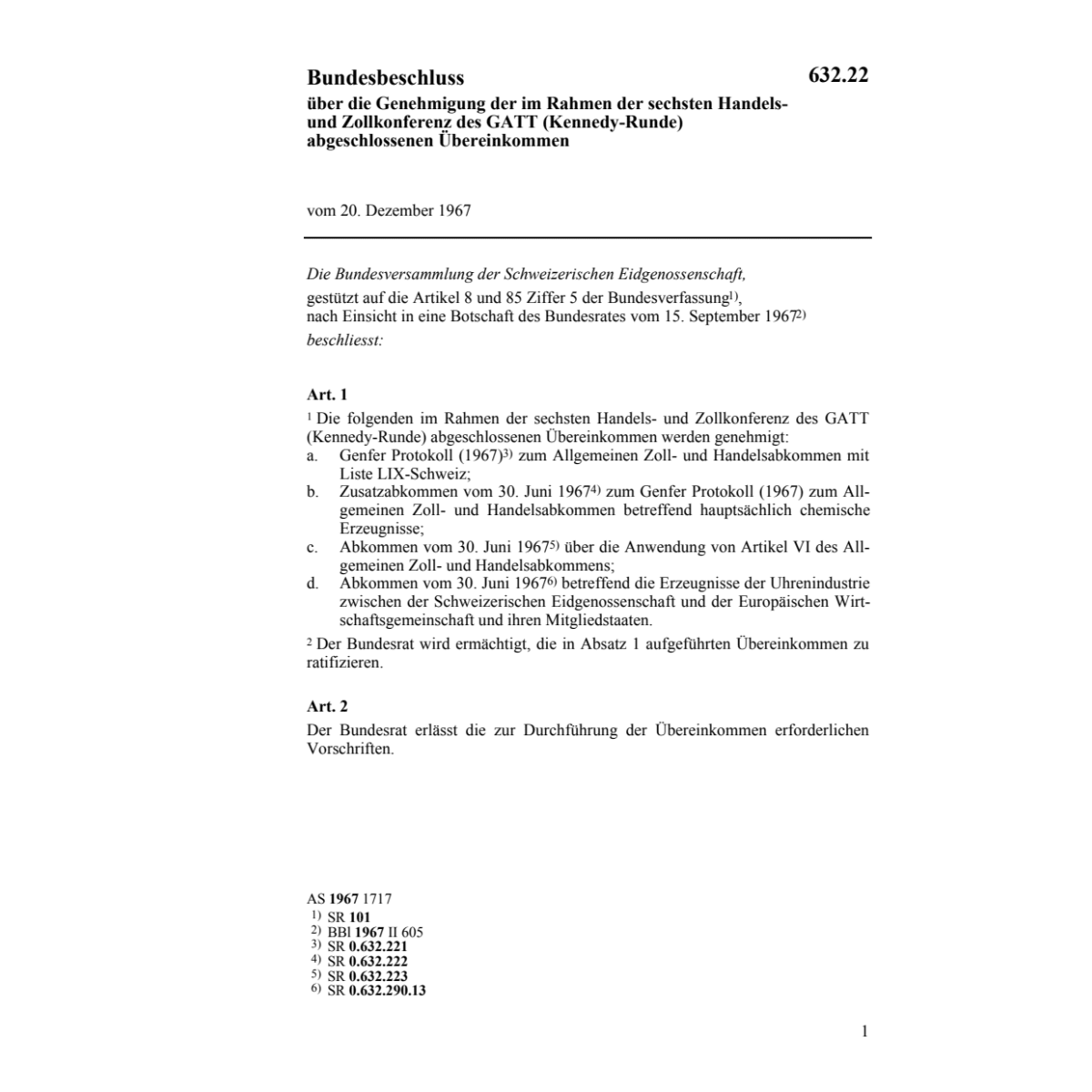 BB Genehmigung Konferenz GATT (Kennedy)