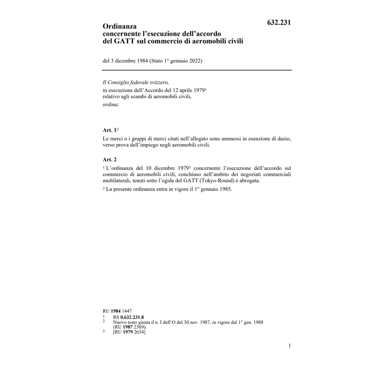 O esecuzione accordo GATT commercio