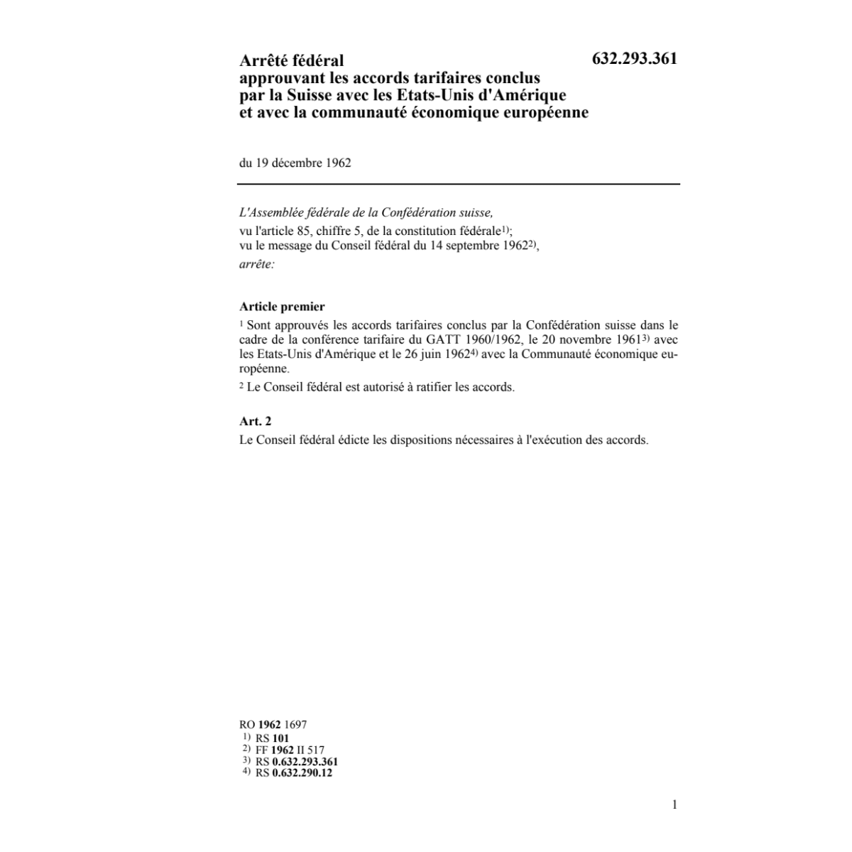 AF accords tarifaires Etats-Unis CEE