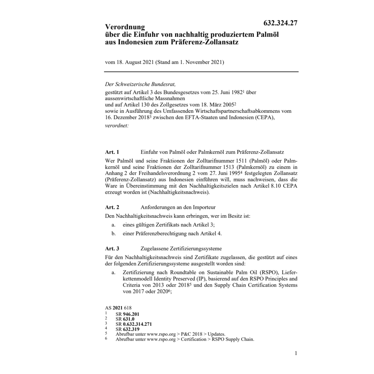 V 18.8.21 Einfuhr Palmöl Indonesien