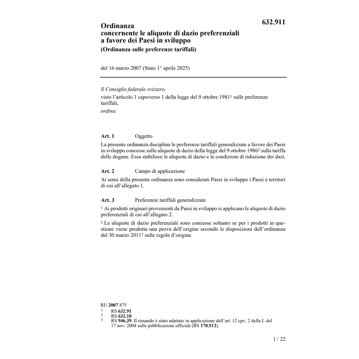 O sulle preferenze tariffali