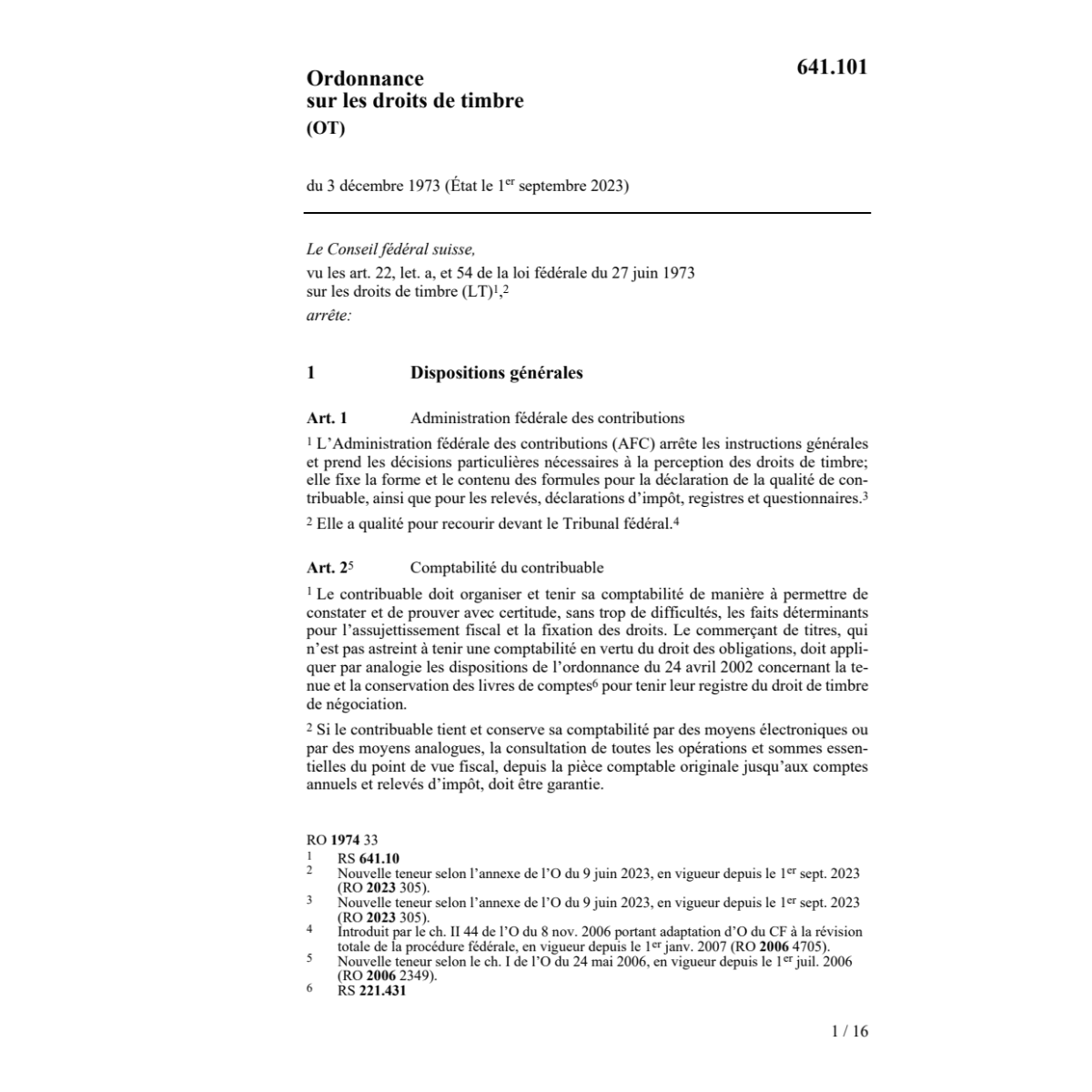 O sur les droits de timbre, OT