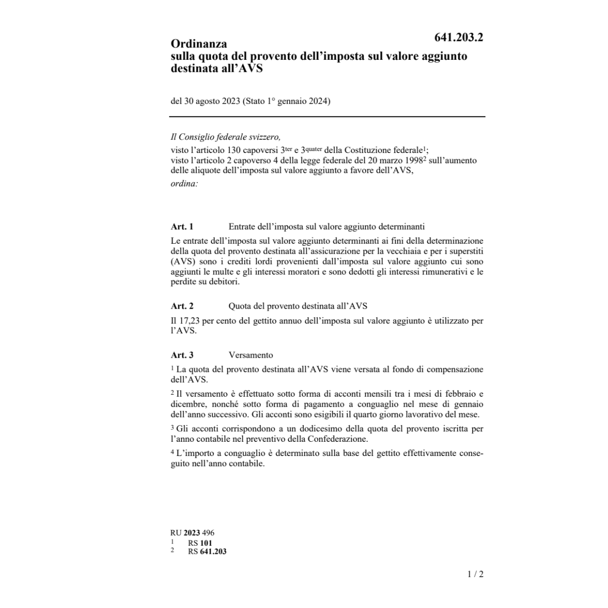 Ord fondo di compensazione imposta valor