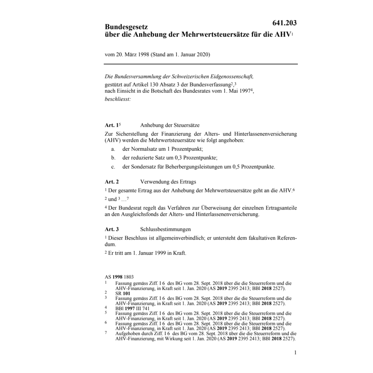 Anhebung Mehrwertsteueransätze AHV/IV