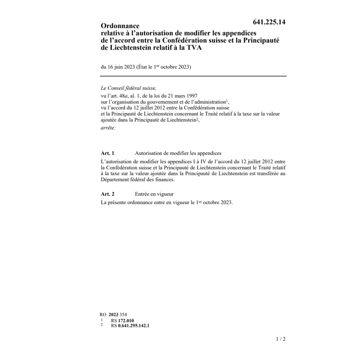 O autorisation mod. appendices ac. TVA