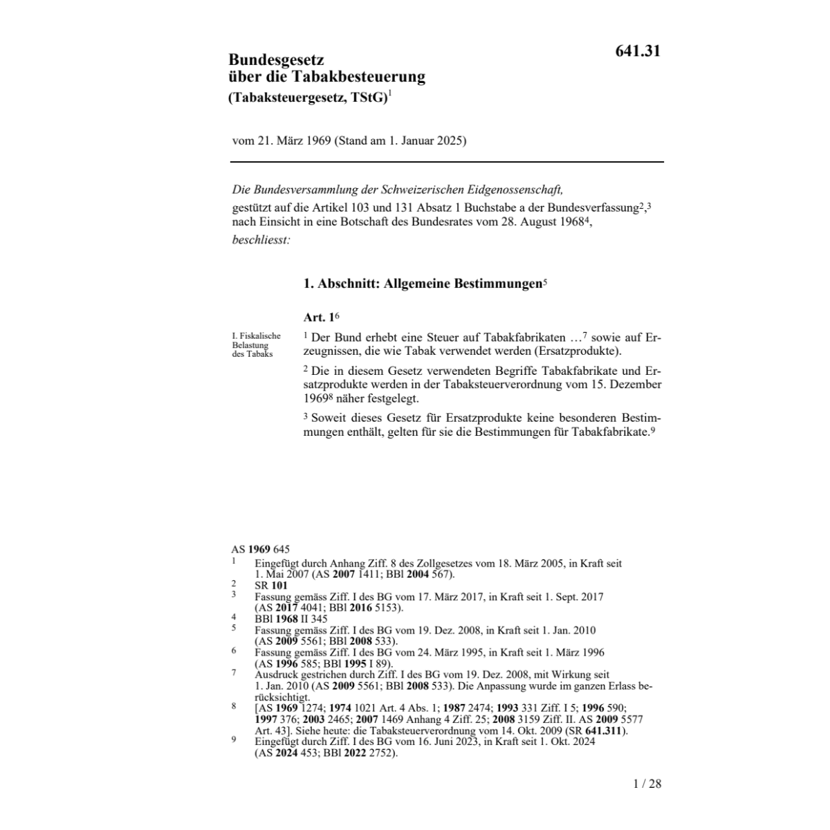BG Tabakbesteuerung
