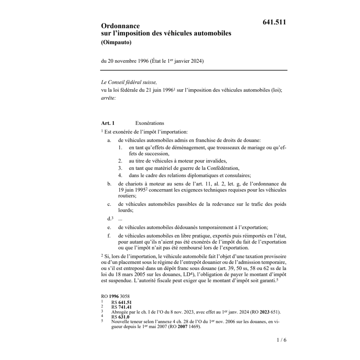 O imposition véhicules automobiles