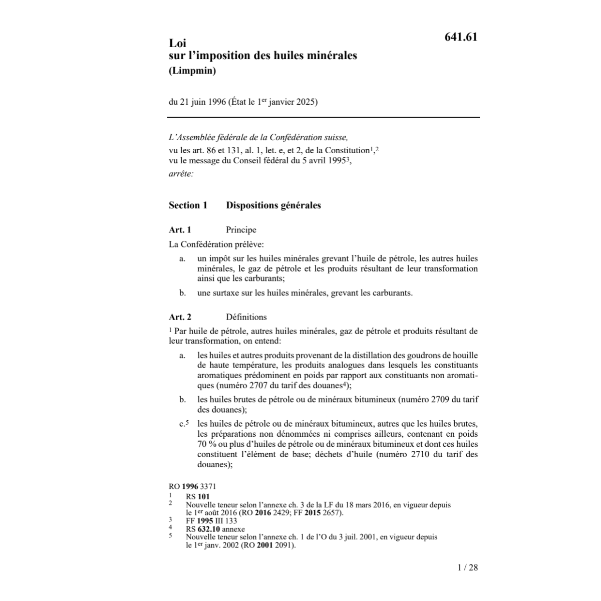 LF imposition huiles minérales (Limpmin)