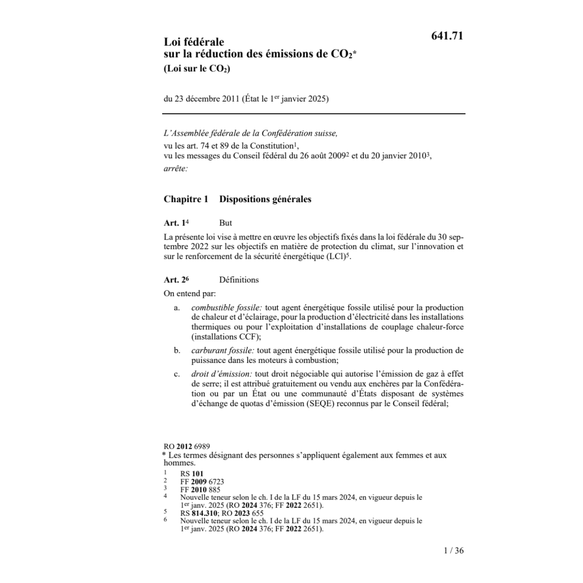 LF sur la réduction des émissions CO2