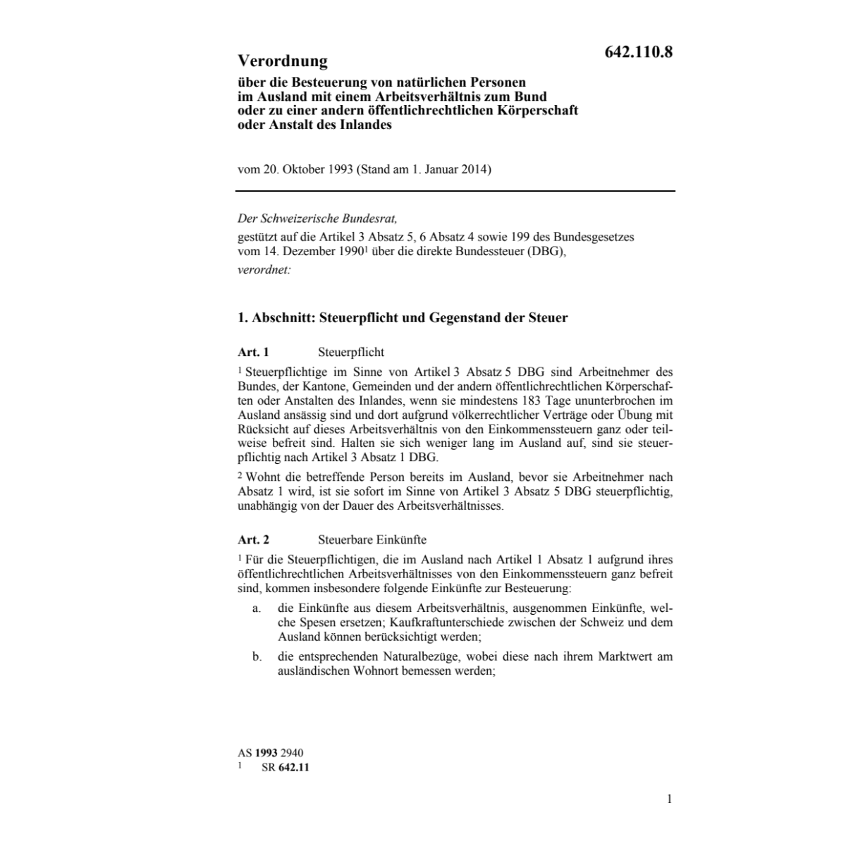 V Besteuerung natürl. Person im Ausland