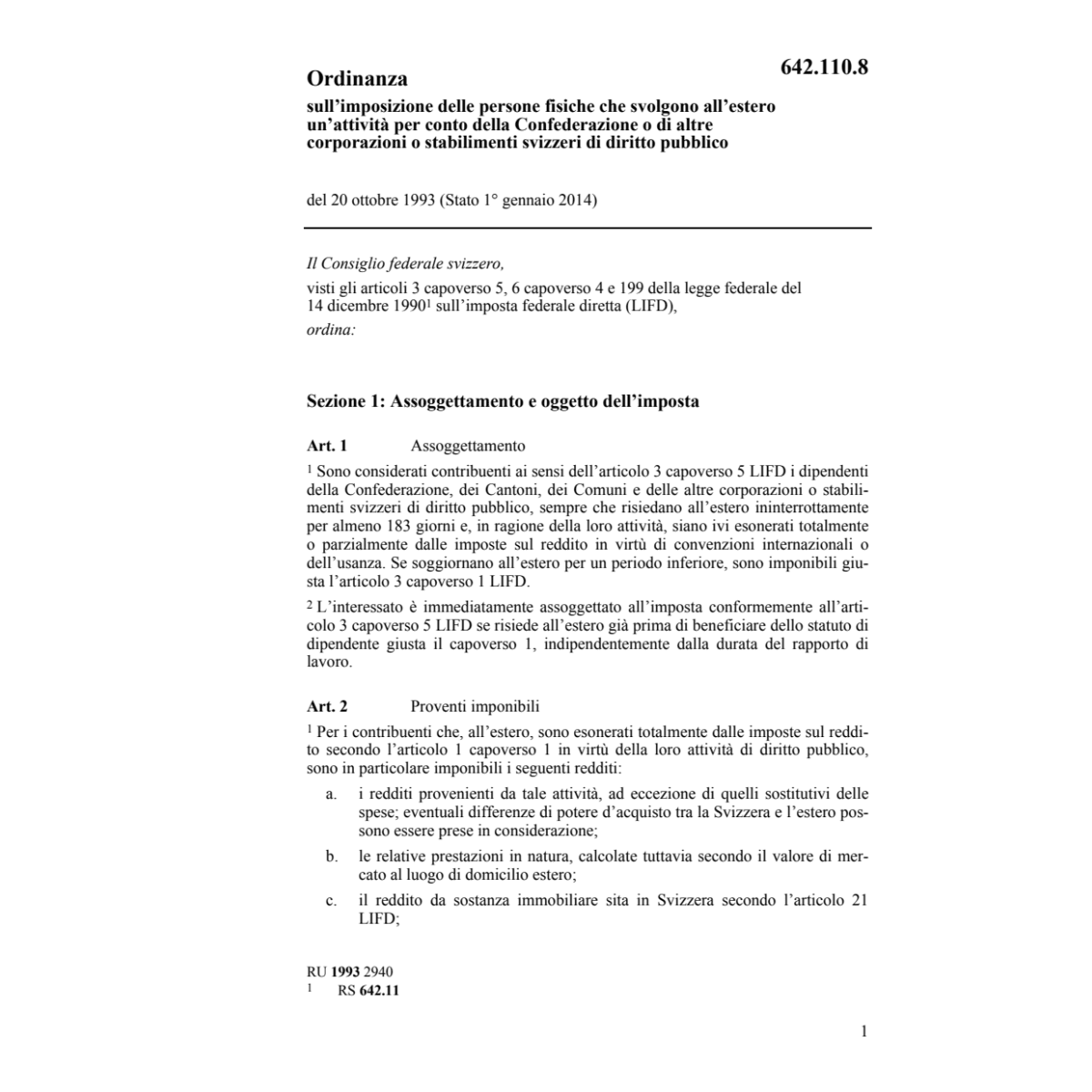 O imposizione personnes fisiche estero