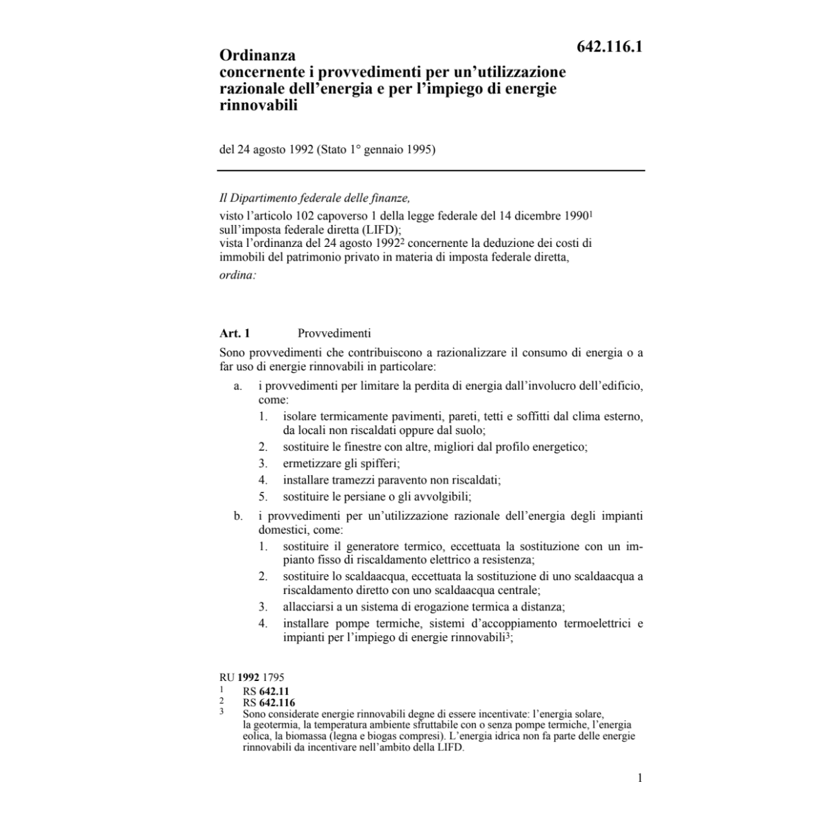 O provvidimenti utilizzazione energia