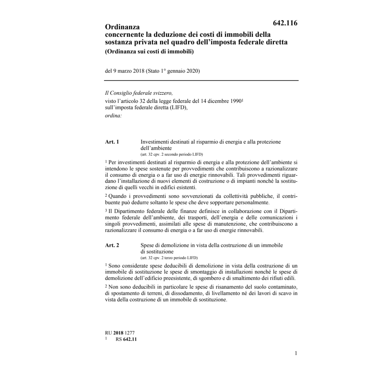 O deduzione costi di immobili ifd