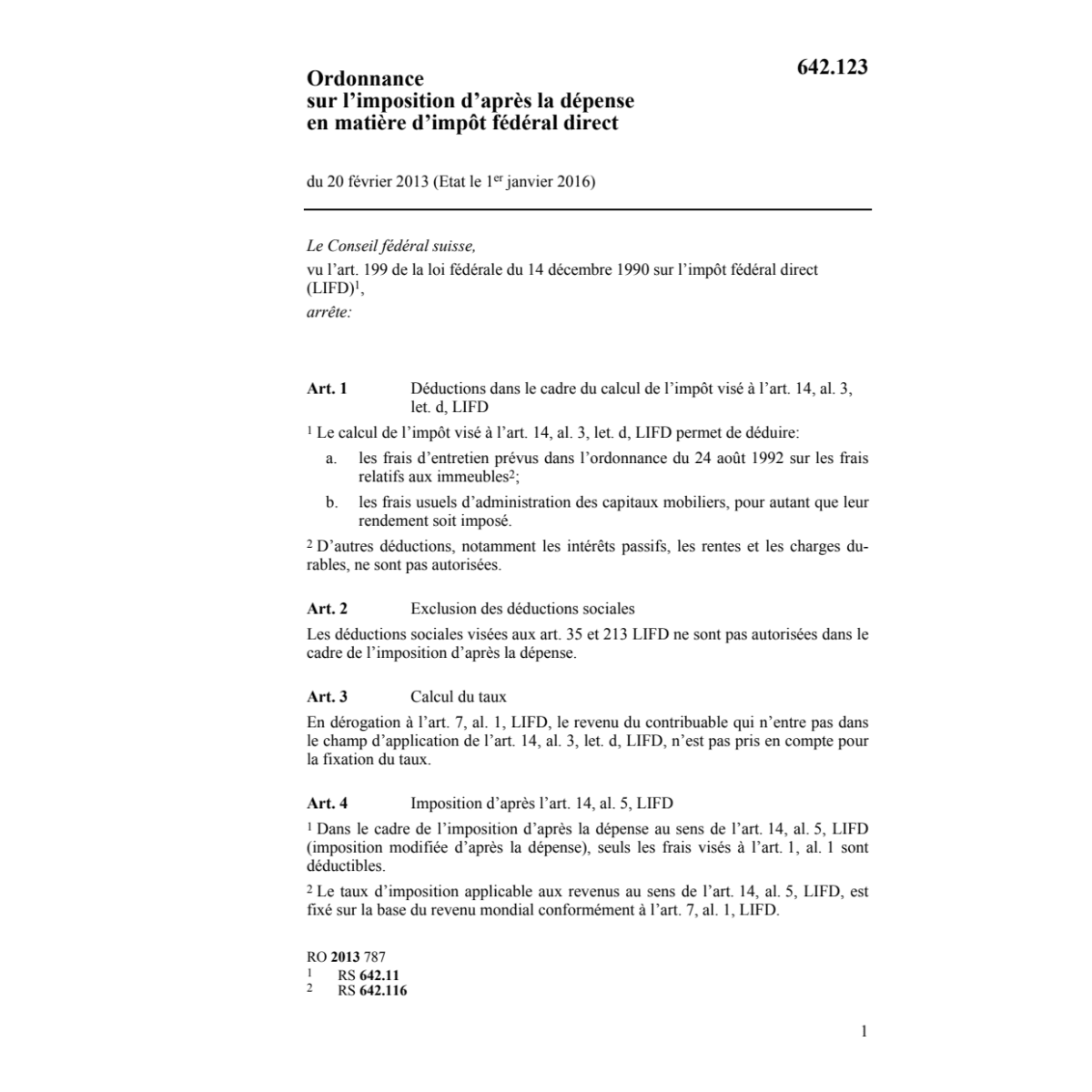 O imposition après dépense en matière