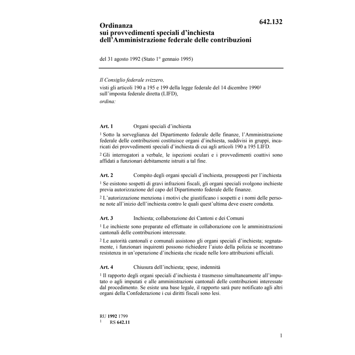 O provvedimenti administratione federale