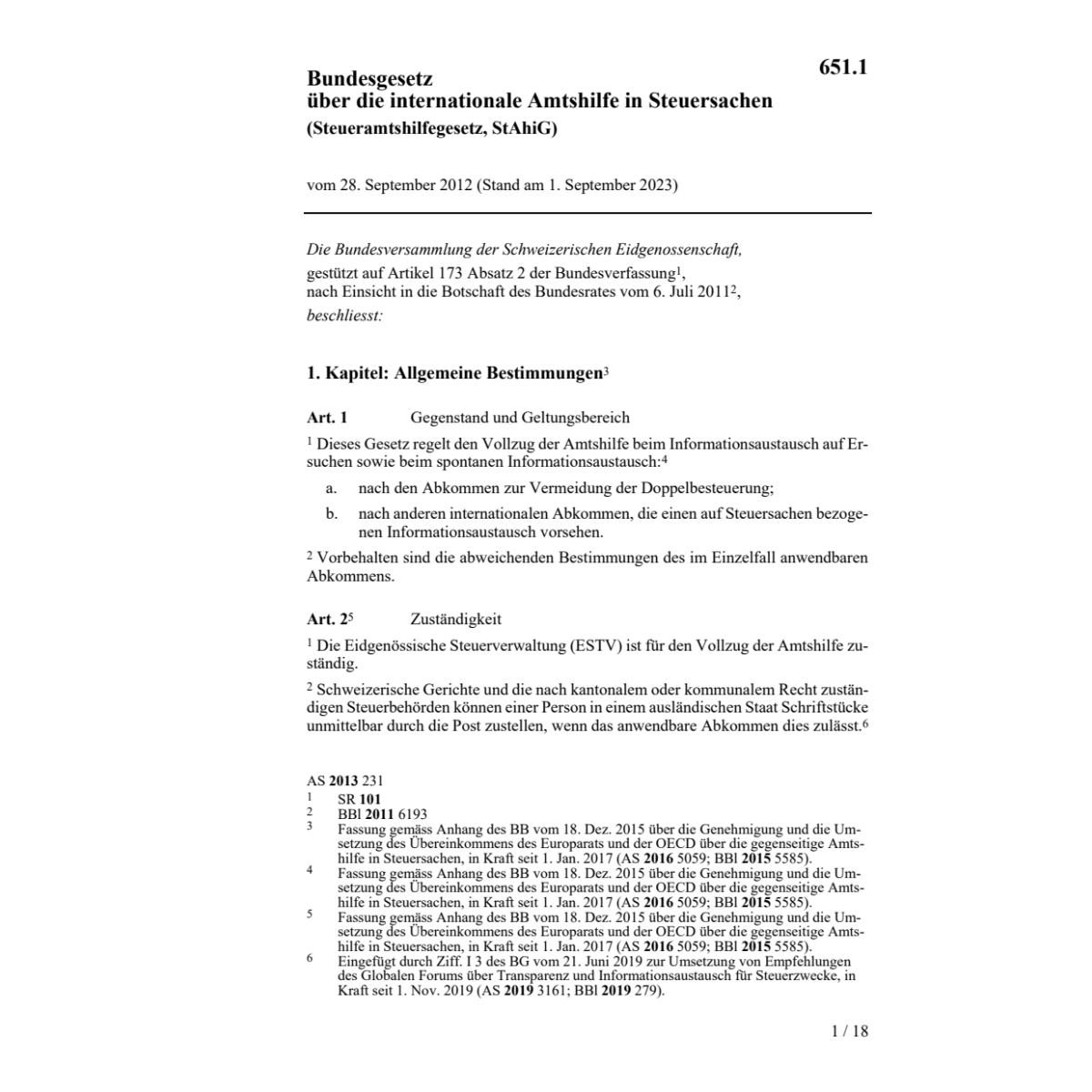 Steueramtshilfegesetz, StAhiG