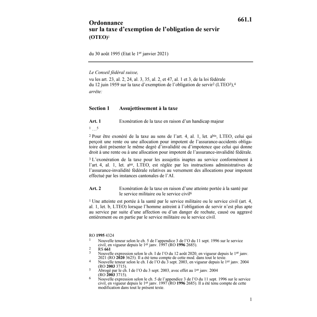 O taxe exemption obligation servir, OTEO